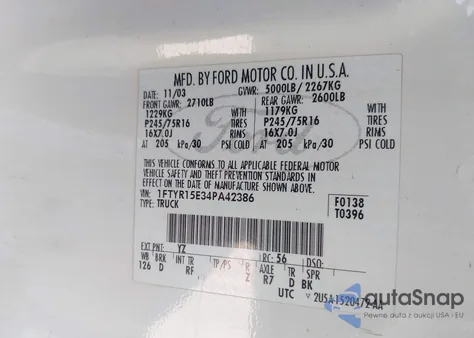 2004 Ford Ranger Super Cab z USA, uszkodzony, nr VIN 1FTYR15E34PA42386